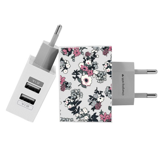 Carregador Personalizado iPhone/Android Duplo USB de Parede Gocase - Bem Floral