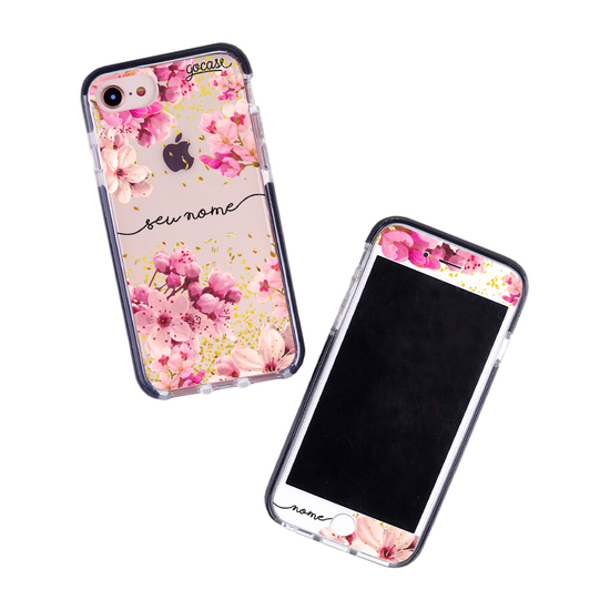 Kit Anti-Impacto Rose Gold (Película Customizada Branca + Capinha Anti-Impacto PRO)
