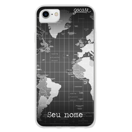 Capinha para celular Mapa Mundi Black Customizável