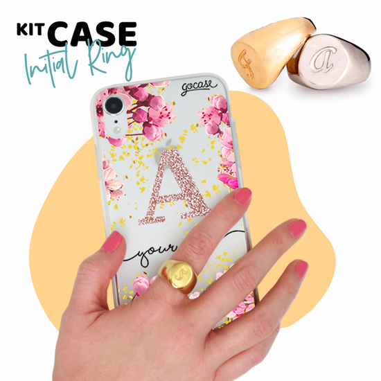 Kit Ring Gold Size 16 Rose Gold Initial Glitter Gocase