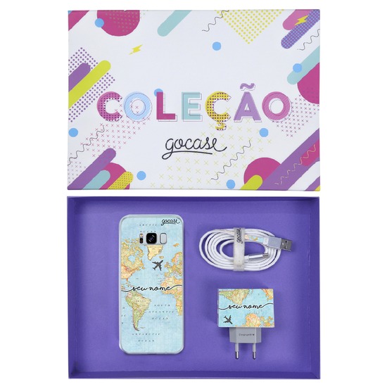 Kit Mapa Mundi (Case + Cabo Type C + Carregador Duplo + Caixa Minha Coleção)