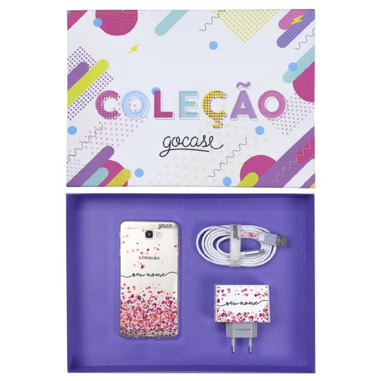 Kit Corações Flutuantes (Case + Cabo Micro USB + Carregador Duplo + Caixa Minha Coleção)