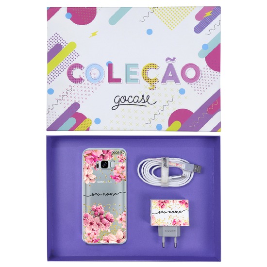 Kit Rose Gold (Case + Cabo Micro Type C + Carregador Duplo + Caixa Minha Coleção)