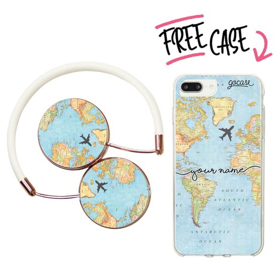 Kit World Map Handwritten (headphones + case)