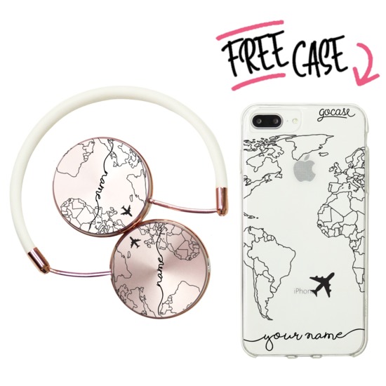 Kit World Map Lines Handwritten (headphones + case)