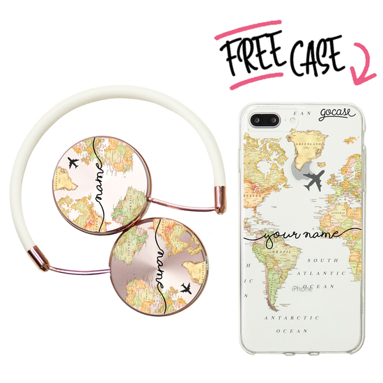 Kit World Map Blank Handwritten (headphones + case)