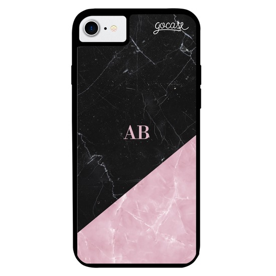 Capinha para celular Prime - Black & Rose Marble - Iniciais