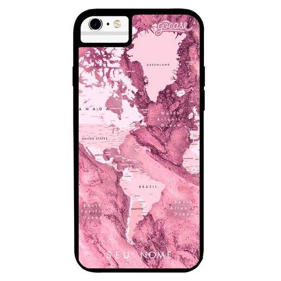 Capinha para celular Prime - Mapa Mundi Rosa Mármore