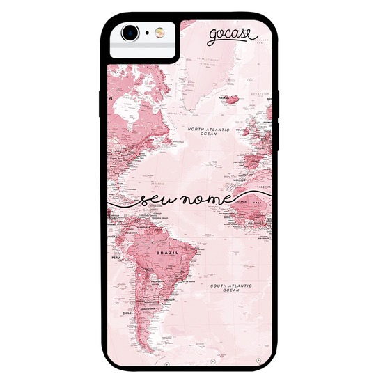 Capinha para celular Prime - Mapa Mundi Rosa