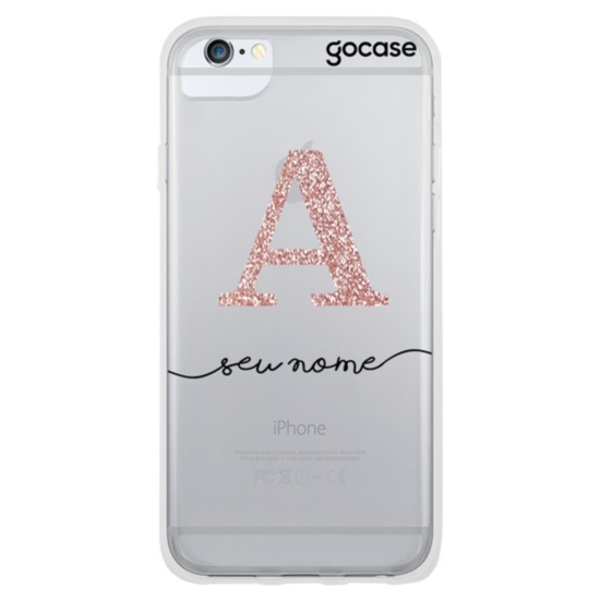 Capinha para celular Iniciais Glitter - Rosê Clean