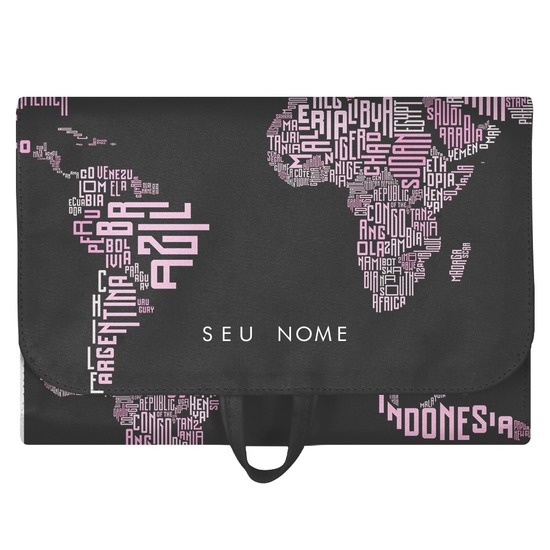 Necessaire Trip - Mapa Mundi Nomes Black