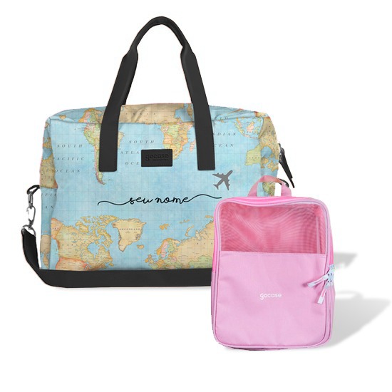Bolsa de Viagem Joy Personalizada - Mapa Mundi Manuscrita