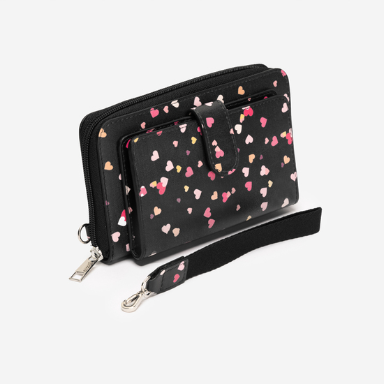 Carteira Soho Double - Corações Flutuantes Black Iniciais - Gocase